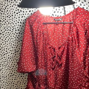 Never Worn Shein Crimson Polka Dot Peplum Blouse